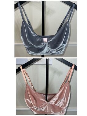 2 FOR 1: Victoria's Secret Blue and Pink Velvet Ribbed Bralettes! Size M/L.